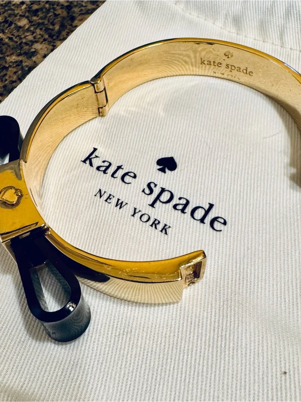 kate spade Black and Gold Bow Hinged Bracelet Bangle - Picture 3 of 8
